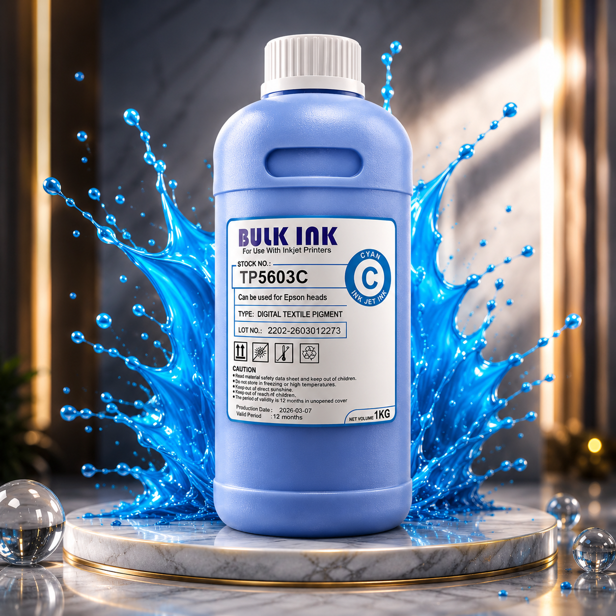 Cyan DTF ink bottle