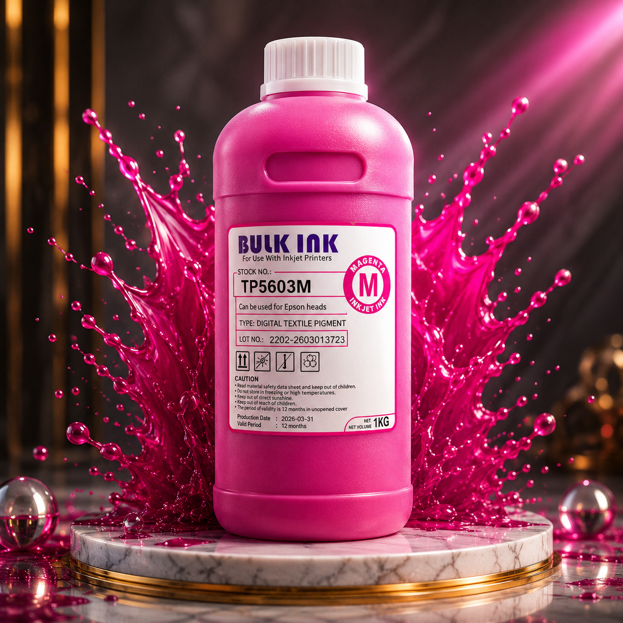 Magenta DTF ink bottle
